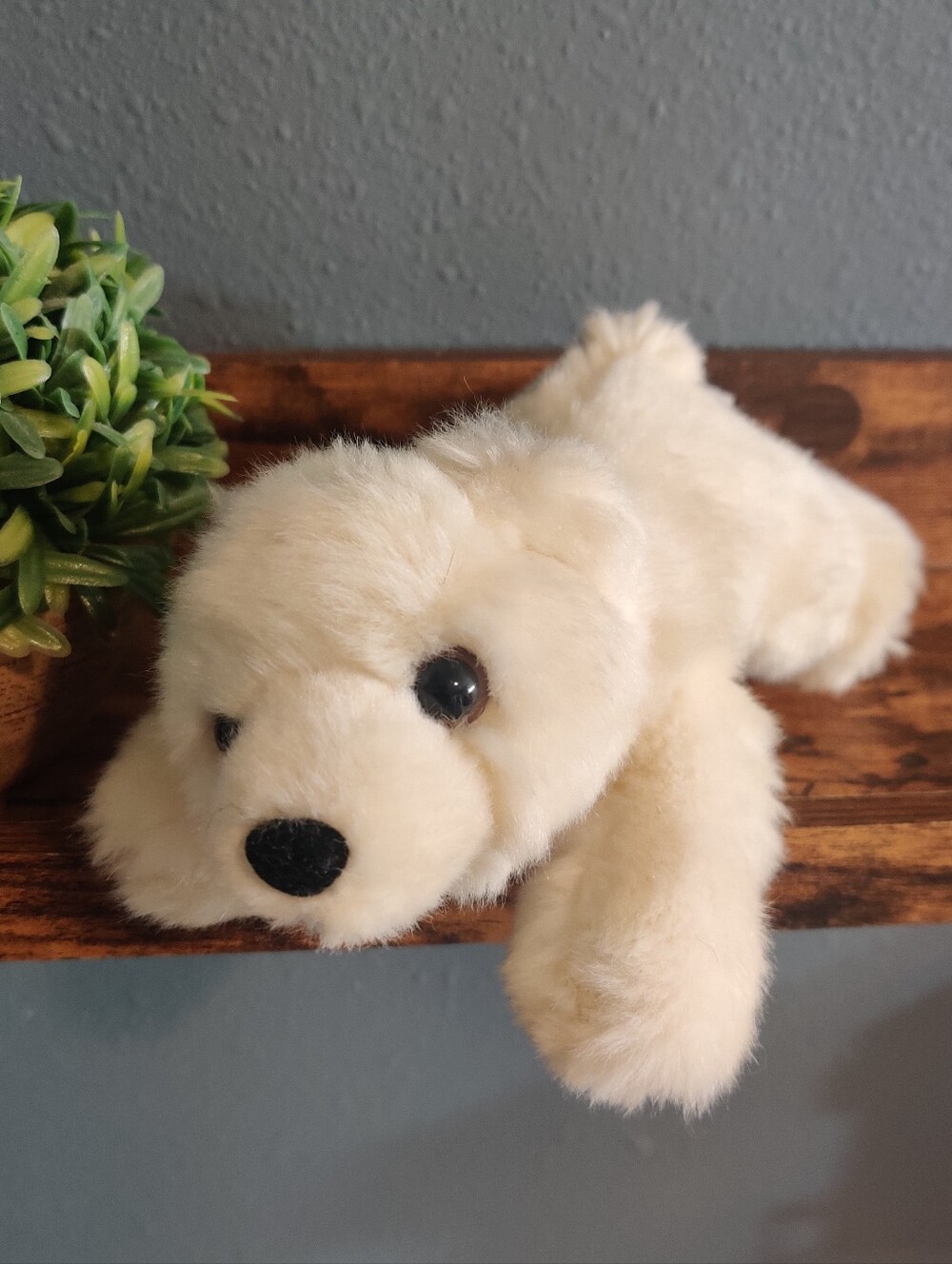 Aurora Polar Bear Cub Baby Plush Laying 8” Realistic Stuffed Animals Cream Color